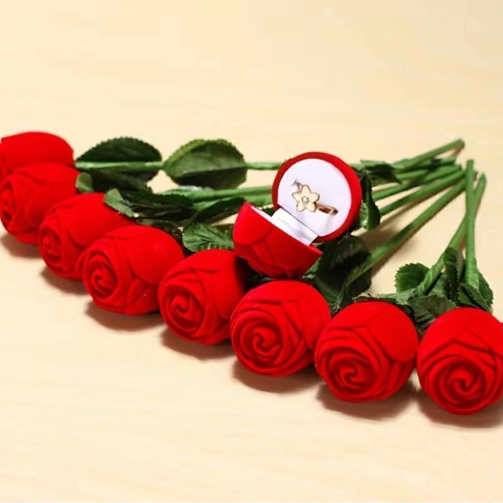 Rose flower ring box. 1pc